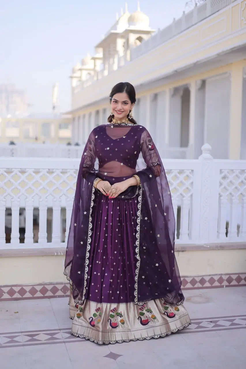 Dola Silk Meena Weaving Lehenga Set with Dupatta
