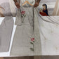 Dove Grey Faux Georgette Pearl Moti Embroidered Kurti Pant Set for Wedding & Festive Wear