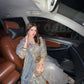 Dove Grey Faux Georgette Pearl Moti Embroidered Kurti Pant Set for Wedding & Festive Wear