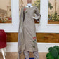 Dove Grey Faux Georgette Pearl Moti Embroidered Kurti Pant Set for Wedding & Festive Wear