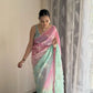 Dual Shade Crunchy Silk Saree with Embroidered Blouse