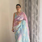 Dual Shade Crunchy Silk Saree with Embroidered Blouse