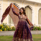 Dual Tone Embroidered Fendy Satin Flared Gown Set