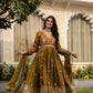 Dual Tone Embroidered Fendy Satin Flared Gown Set