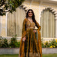 Dual Tone Embroidered Fendy Satin Flared Gown Set