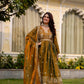 Dual Tone Embroidered Fendy Satin Flared Gown Set
