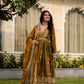 Dual Tone Embroidered Fendy Satin Flared Gown Set