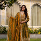 Dual Tone Embroidered Fendy Satin Flared Gown Set