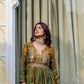 Dual Tone Embroidered Fendy Satin Flared Gown Set