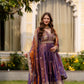 Dual Tone Embroidered Fendy Satin Flared Gown Set