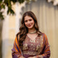 Dual Tone Embroidered Fendy Satin Flared Gown Set