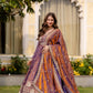 Dual Tone Embroidered Fendy Satin Flared Gown Set