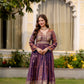 Dual Tone Embroidered Fendy Satin Flared Gown Set