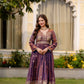 Dual Tone Embroidered Fendy Satin Flared Gown Set