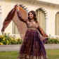 Dual Tone Embroidered Fendy Satin Flared Gown Set