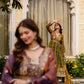Dual Tone Embroidered Fendy Satin Flared Gown Set