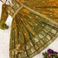 Dual Tone Embroidered Fendy Satin Flared Gown Set