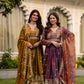 Dual Tone Embroidered Fendy Satin Flared Gown Set