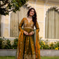 Dual Tone Embroidered Fendy Satin Flared Gown Set