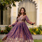 Dual Tone Embroidered Fendy Satin Flared Gown Set