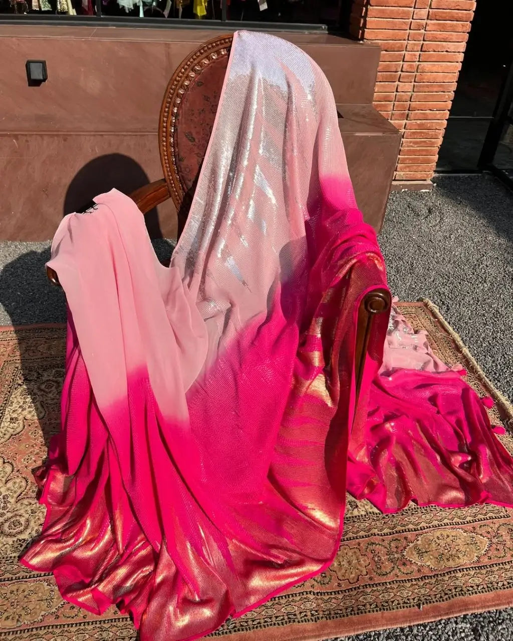 Dual Tone sequins work Party Wear Saree for Festive and Wedding Occasions