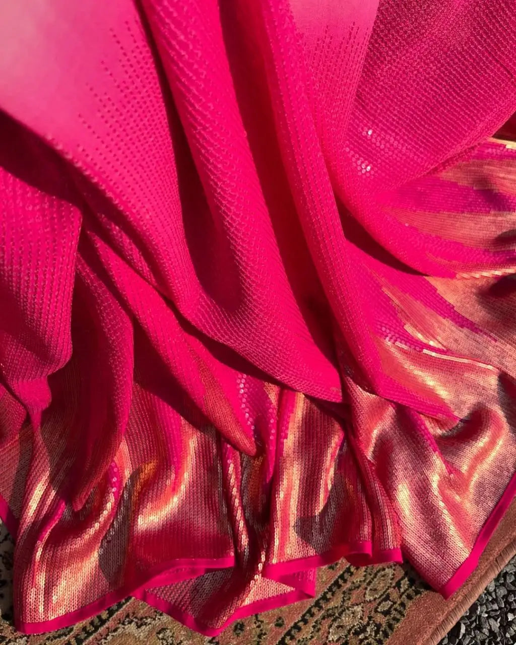 Dual Tone sequins work Party Wear Saree for Festive and Wedding Occasions