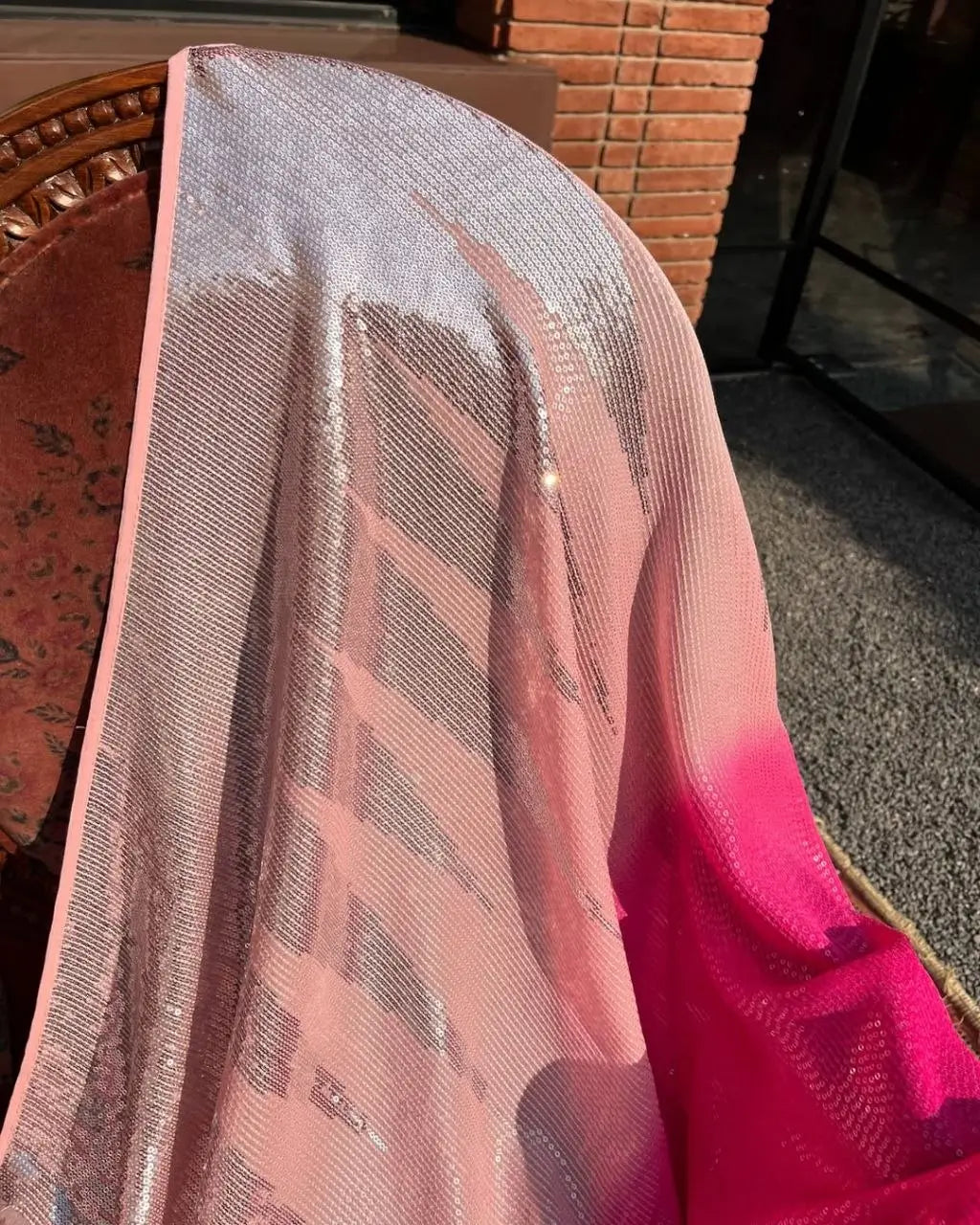 Dual Tone sequins work Party Wear Saree for Festive and Wedding Occasions