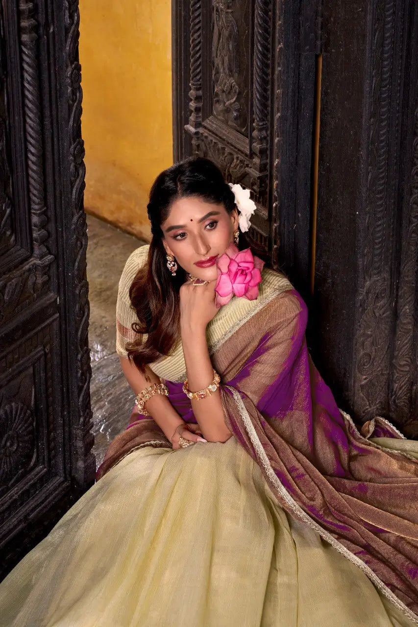 Dupion Silk Zari Weaving Lehenga Set