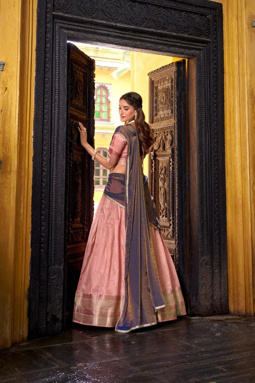 Dupion Silk Zari Weaving Lehenga Set