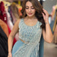 Dusty Blue Beadwork Saree