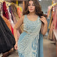 Dusty Blue Beadwork Saree