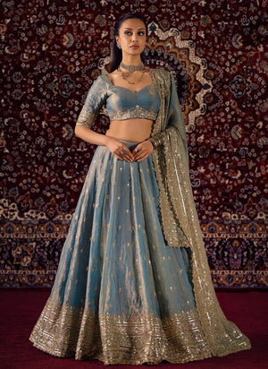 Dusty Blue Zari Lehenga