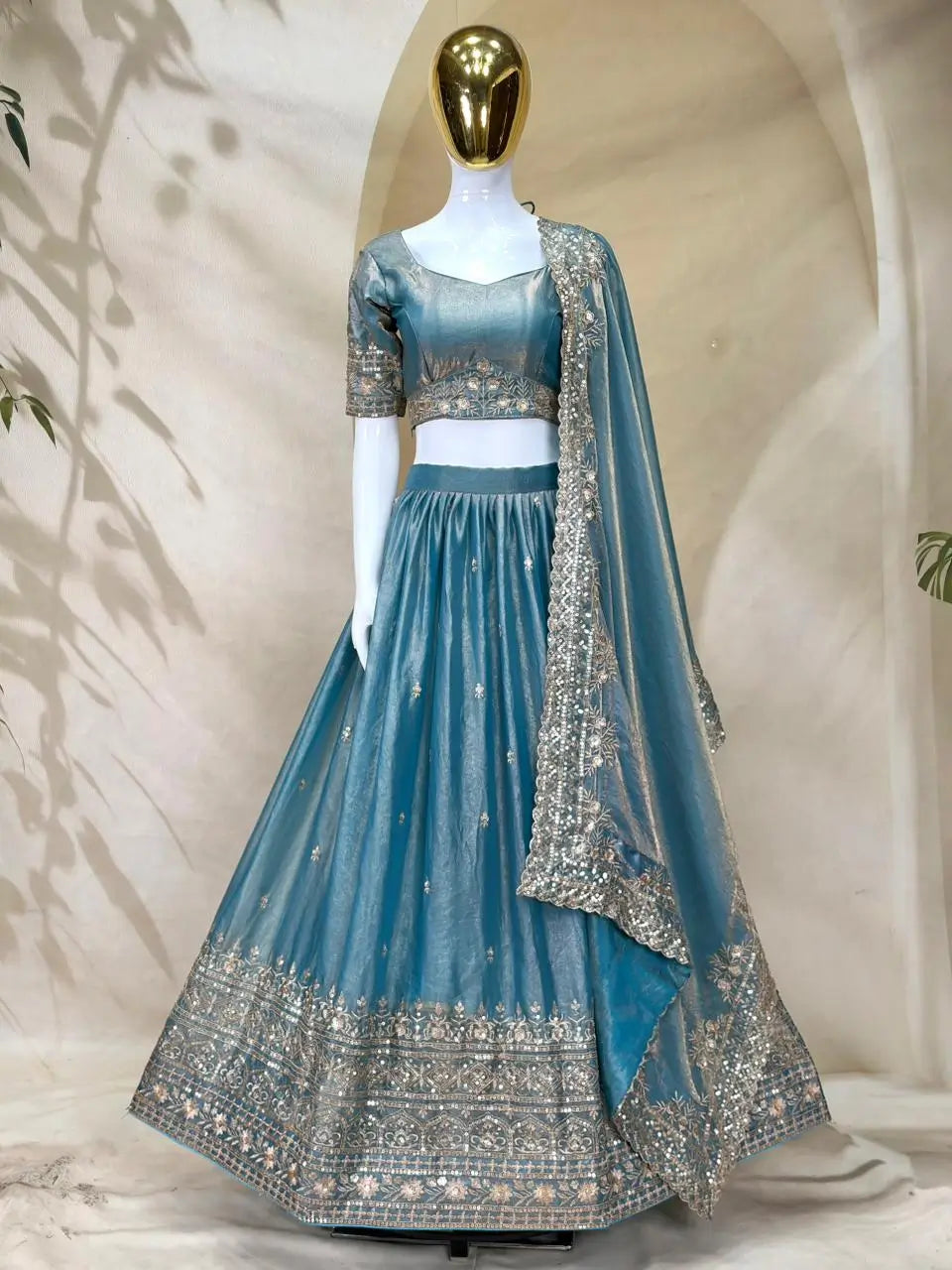 Dusty Blue Zari Lehenga