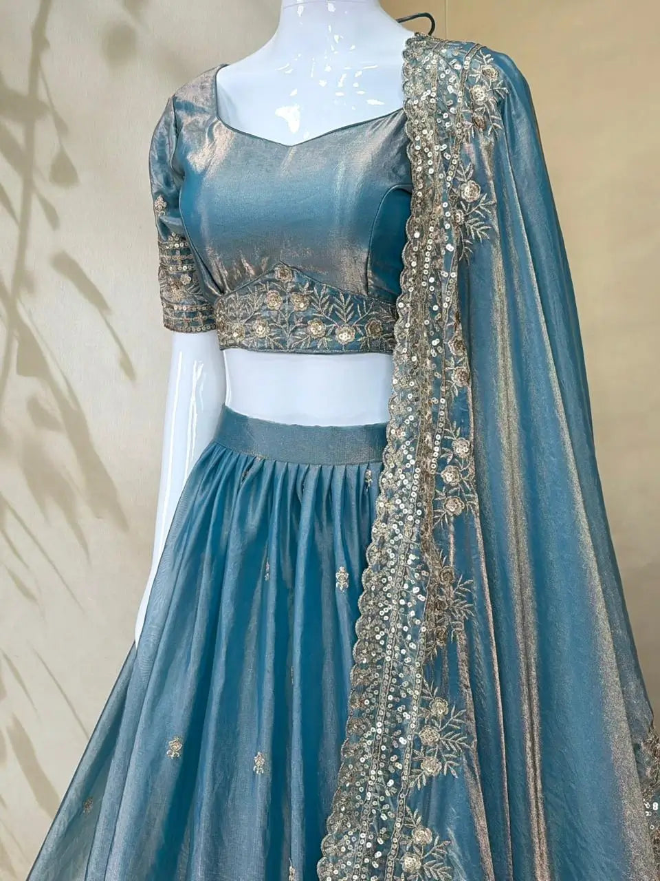 Dusty Blue Zari Lehenga