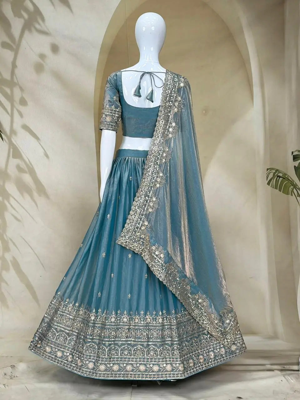 Dusty Blue Zari Lehenga