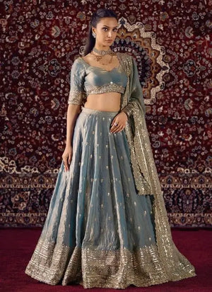 Dusty Blue Zari Lehenga