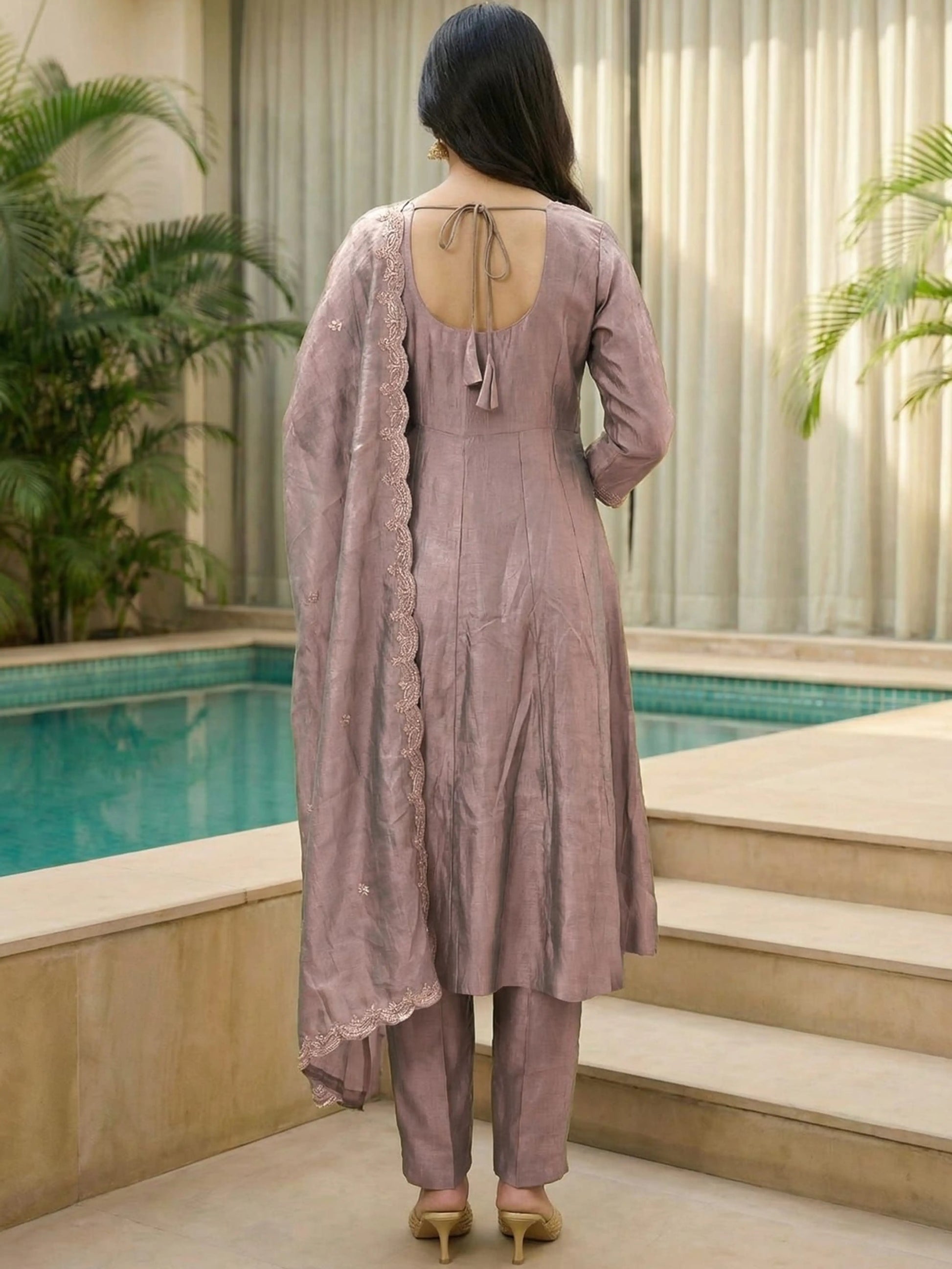 Dusty Mauve Keyhole Kurta Set