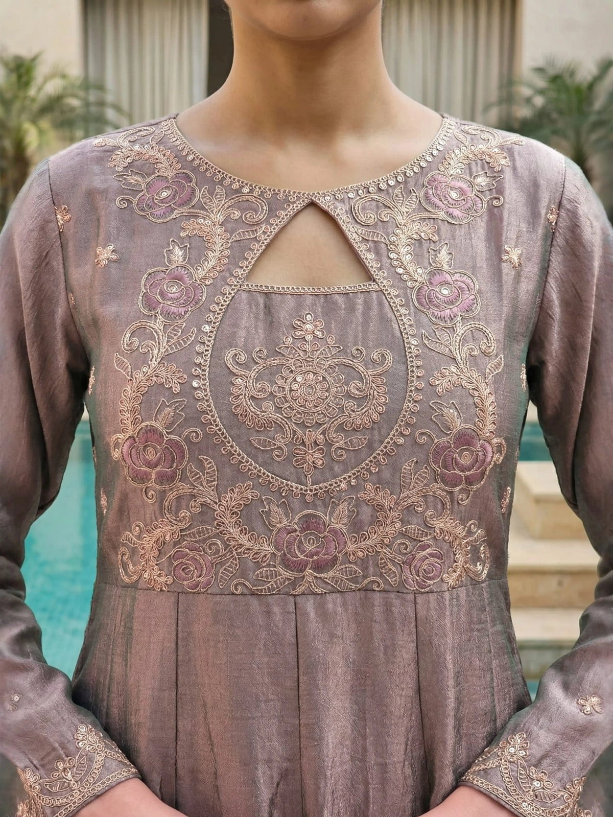 Dusty Mauve Keyhole Kurta Set
