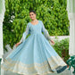 Dusty Pastel Faux Georgette Embroidered Gown with Dupatta