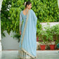 Dusty Pastel Faux Georgette Embroidered Gown with Dupatta
