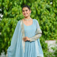 Dusty Pastel Faux Georgette Embroidered Gown with Dupatta