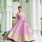 Dusty Pastel Faux Georgette Embroidered Gown with Dupatta