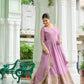Dusty Pastel Faux Georgette Embroidered Gown with Dupatta