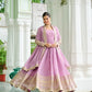 Dusty Pastel Faux Georgette Embroidered Gown with Dupatta