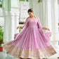 Dusty Pastel Faux Georgette Embroidered Gown with Dupatta