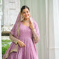 Dusty Pastel Faux Georgette Embroidered Gown with Dupatta