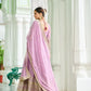 Dusty Pastel Faux Georgette Embroidered Gown with Dupatta