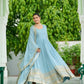 Dusty Pastel Faux Georgette Embroidered Gown with Dupatta