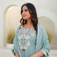 Dusty Pink & Lavender Chinon Embroidered Palazzo Suit Set with Zardosi Hand Work Dupatta