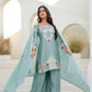 Dusty Pink & Lavender Chinon Embroidered Palazzo Suit Set with Zardosi Hand Work Dupatta